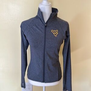 West Virginia full zip fitted gray jacket sweatshirt long sleeve women's XS